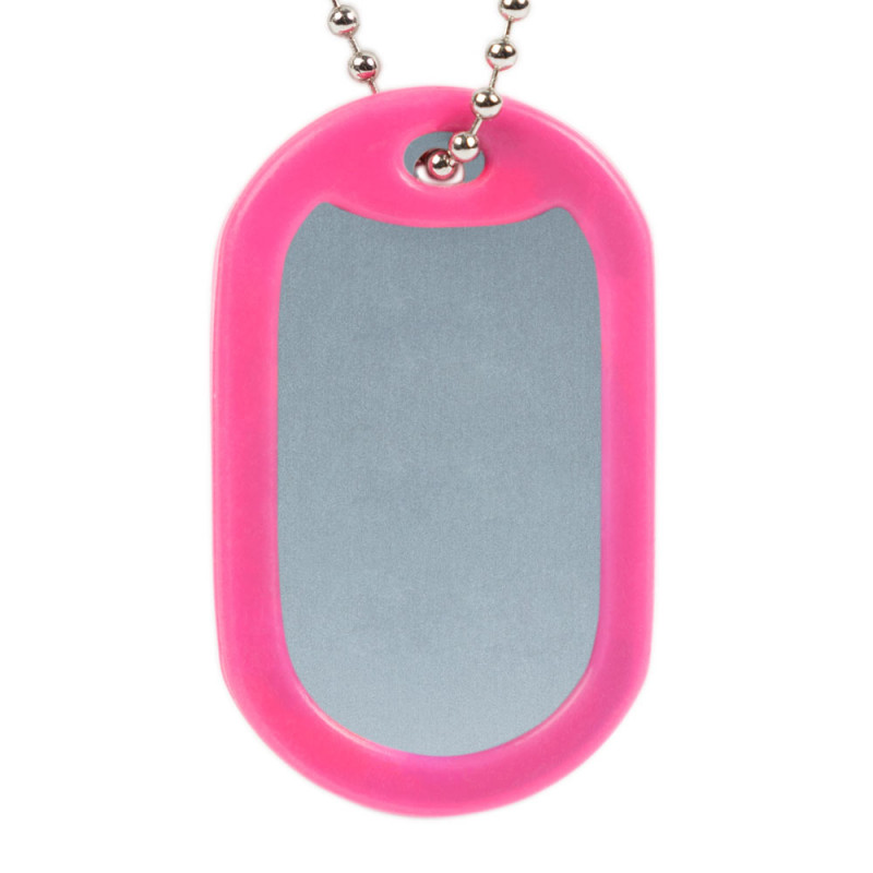 Dog tag gravé rose