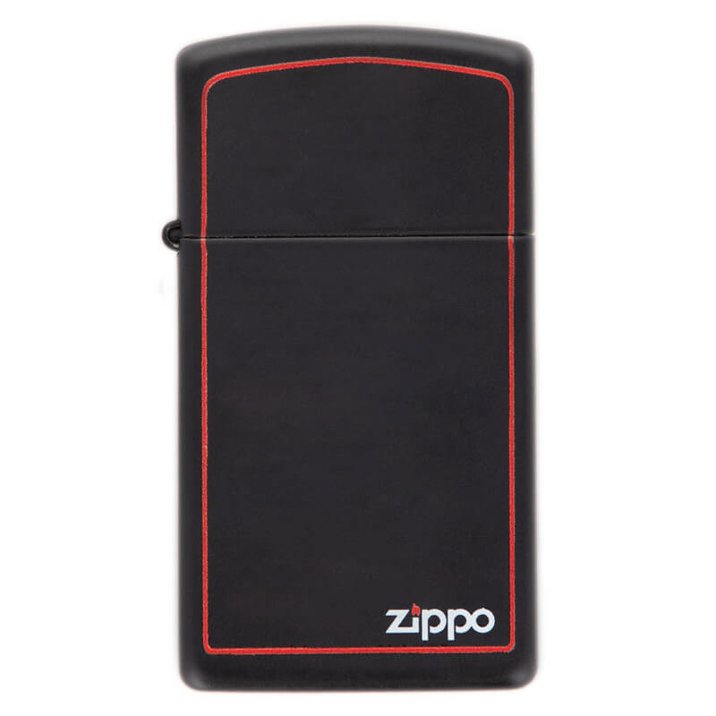 Briquet zippo noir bordure rouge slim