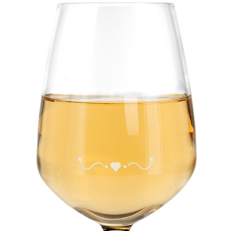 Verre vin blanc design cœur personnalisé