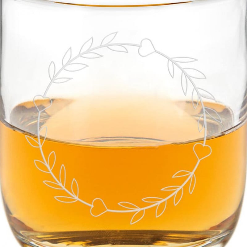 Verre à rhum personnalisé avec cadre rond cœur