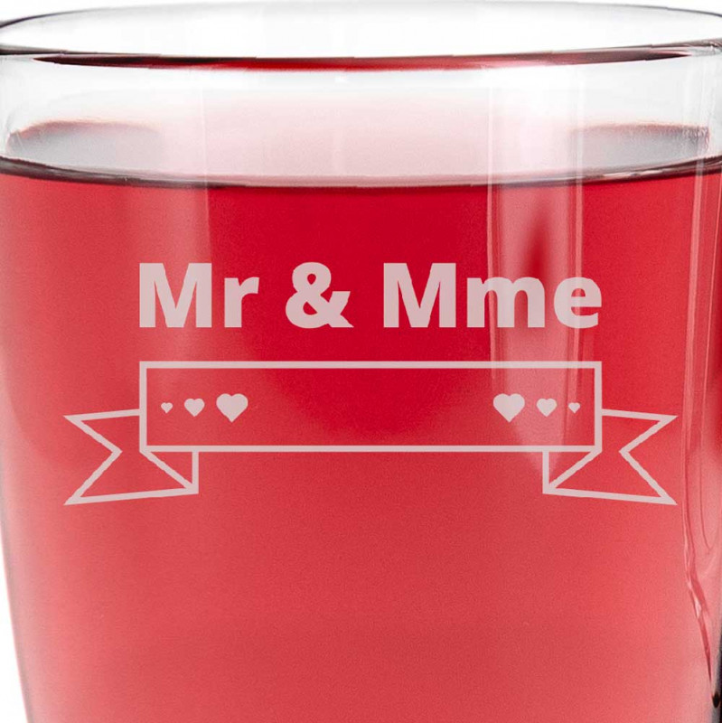 Tasse à thé en verre personnalisé Mr et Mme