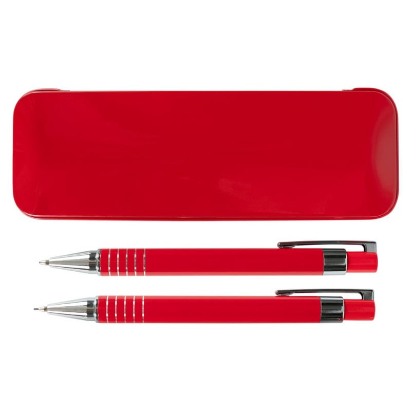Coffret stylo et porte mine rouge personnalisable communion
