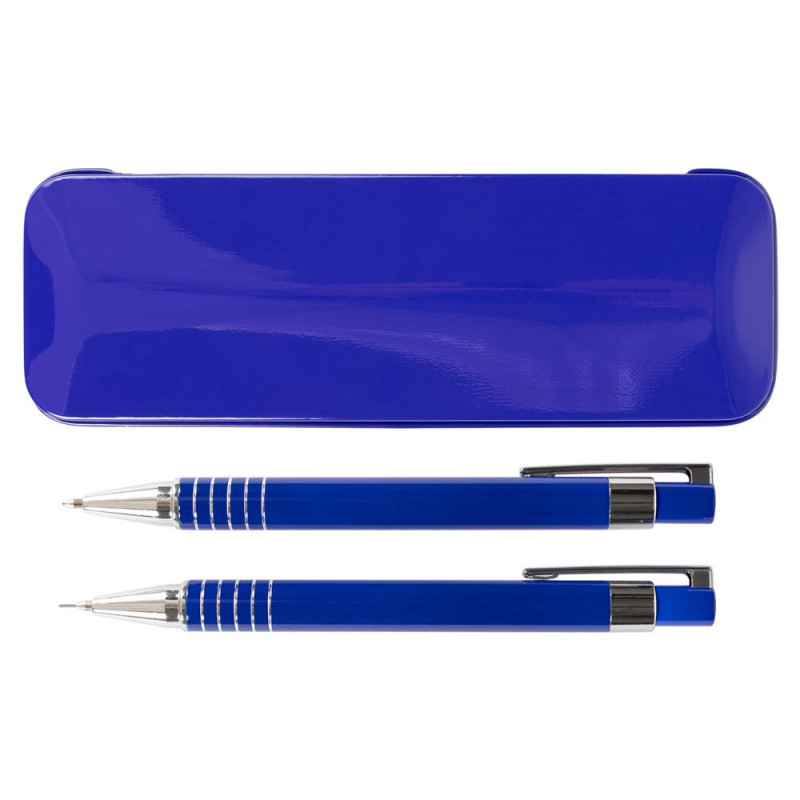 Coffret stylo et porte mine bleu personnalisable communion