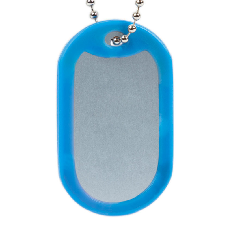 Dog tag bleu gravé