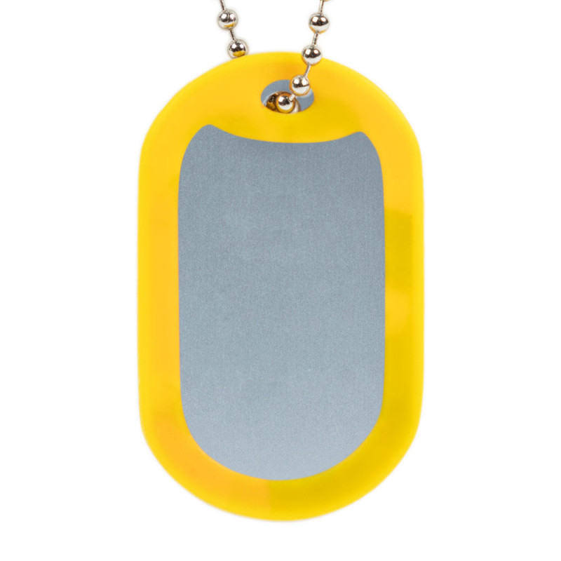 Dog tag jaune gravé