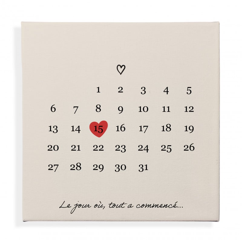 Tableau le jour où personnalisé