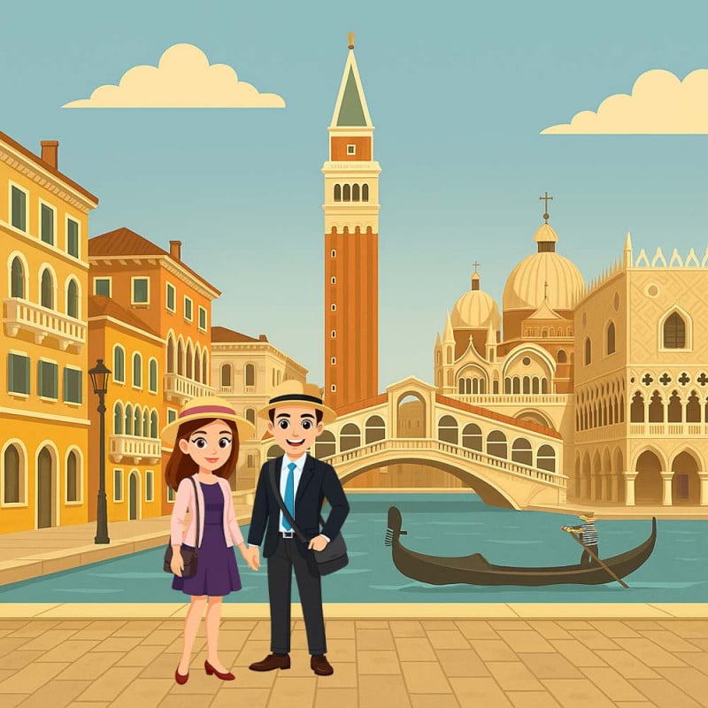 Tableau couple à Venise personnalisé