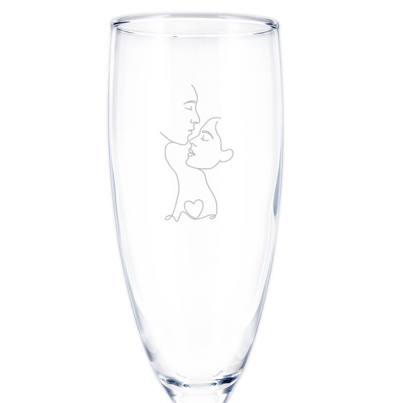 Flûte à champagne couple minimaliste gravé