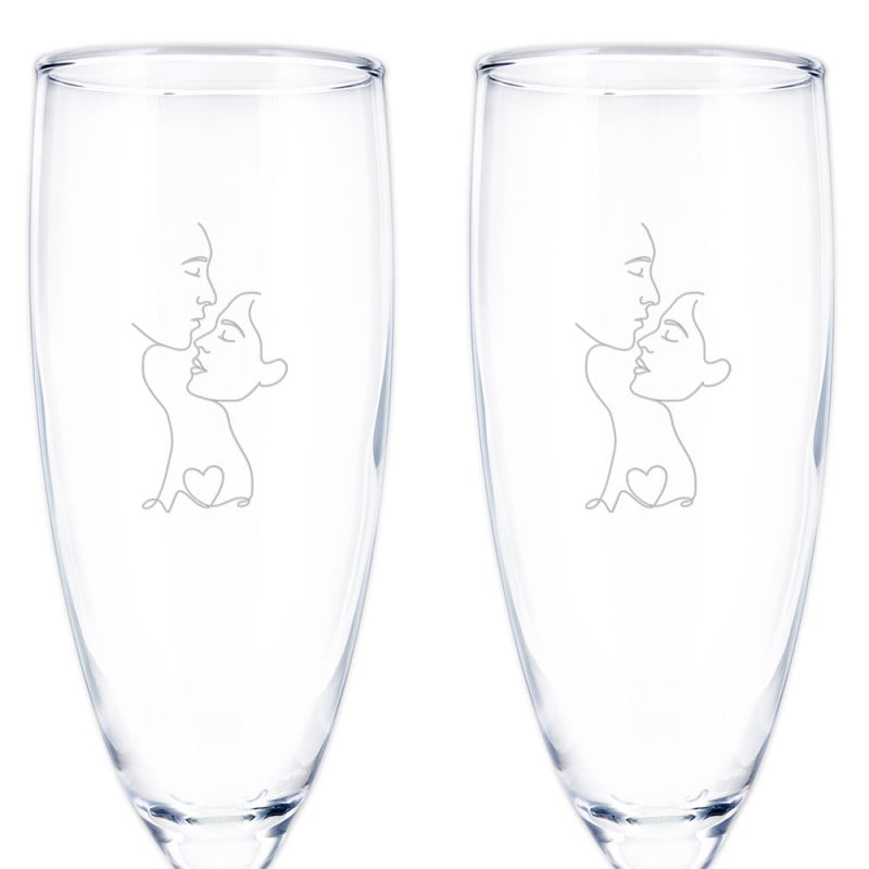 Duo de flûtes à champagne couple minimaliste
