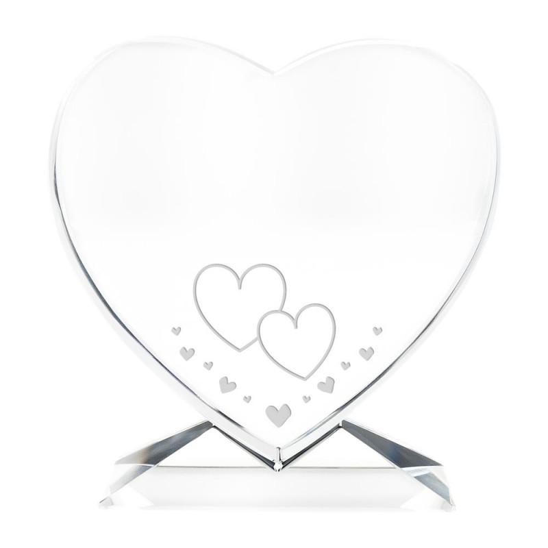 Cœur en verre gravé avec design amour