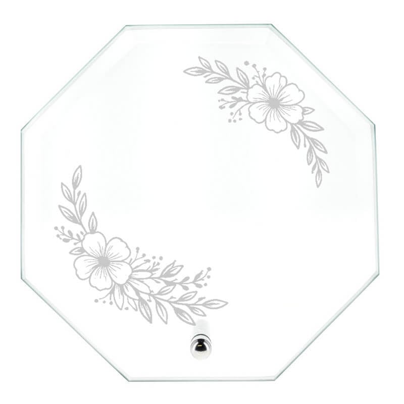 Cadre verre original fleurs gravé